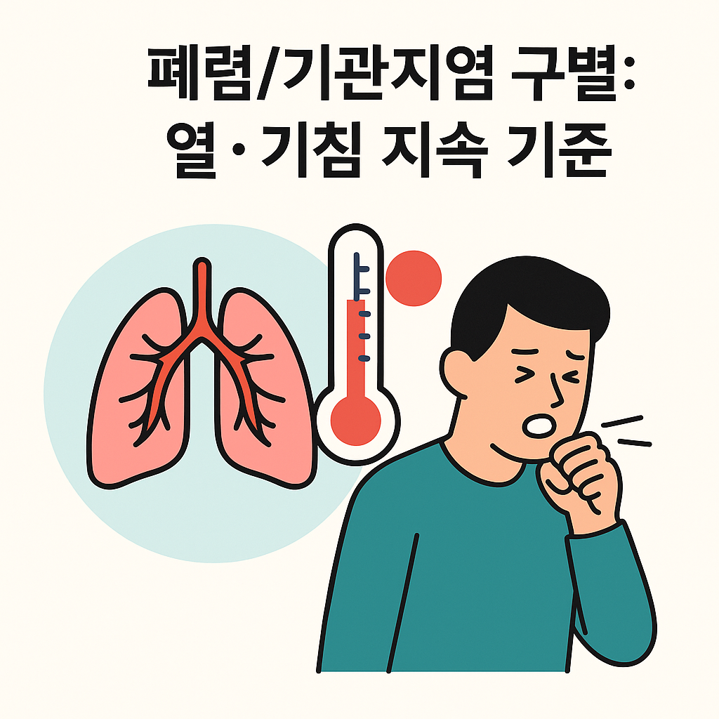 폐렴/기관지염 구별: 열·기침 지속 기준